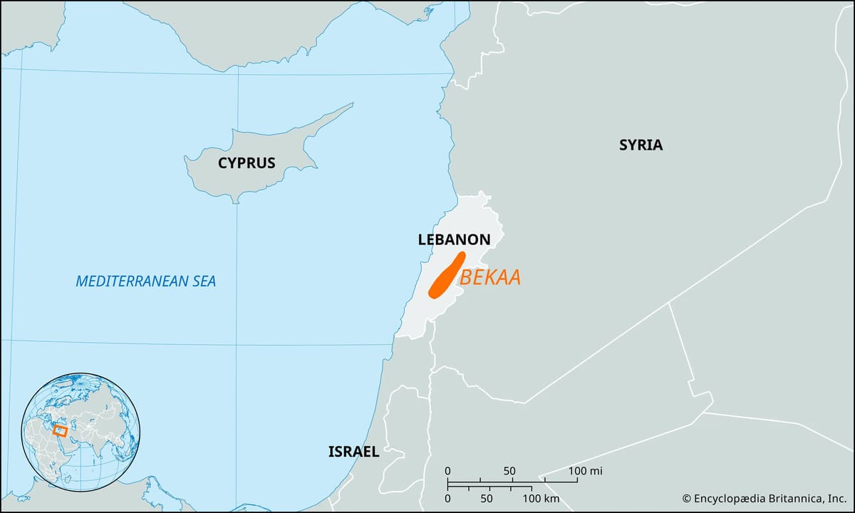 Bản đồ vùng Bekaa Valley