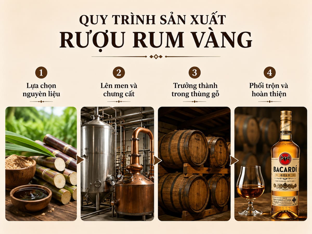 Quy trình sản xuất rượu Rum vàng