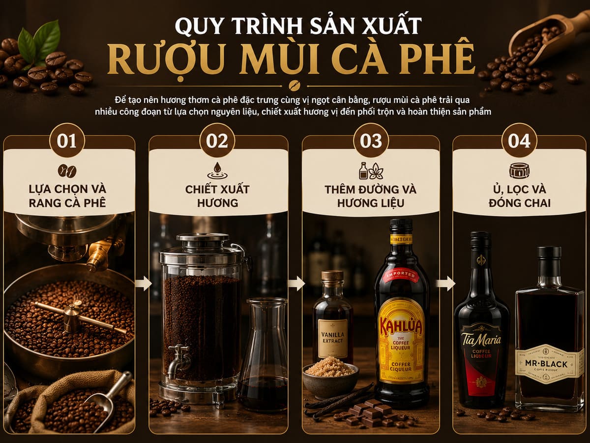Quy trình sản xuất rượu mùi cà phê