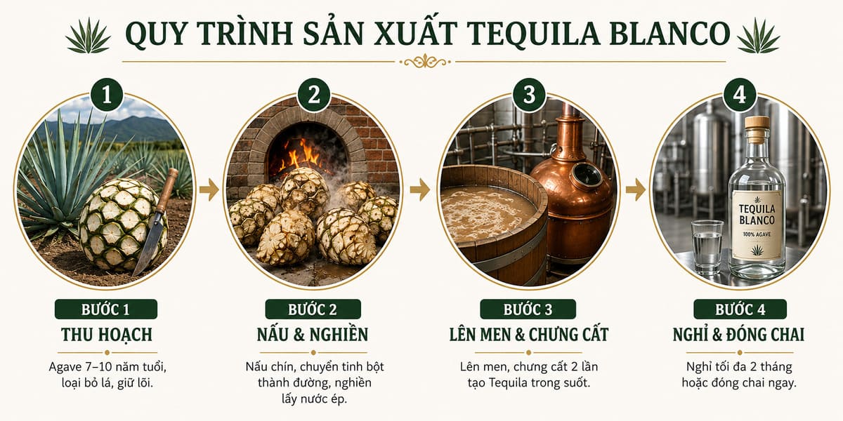 Quy trình sản xuất Tequila Blanco