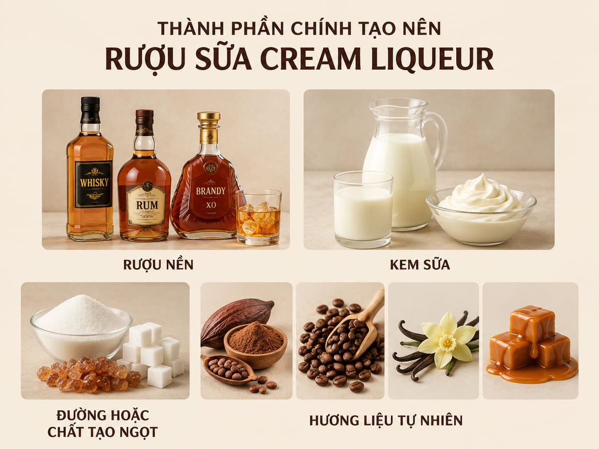 Thành phần chính tạo rượu sữa Cream Liqueur