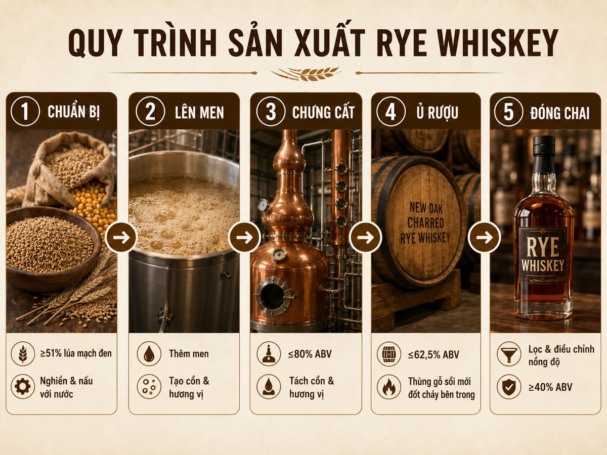 Quy trình sản xuất Rye Whiskey Mỹ