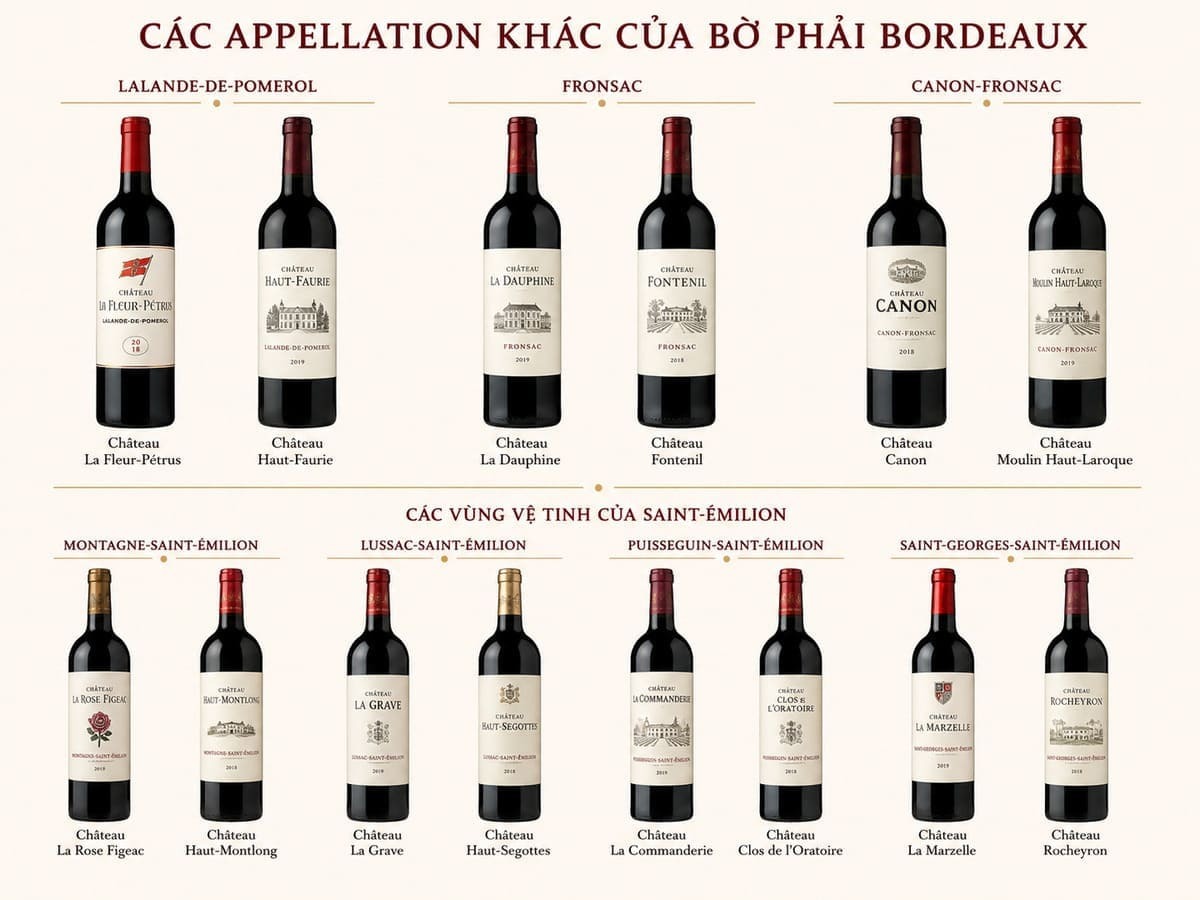 Rượu vang của các Appellation khác tại Bờ Phải Bordeaux
