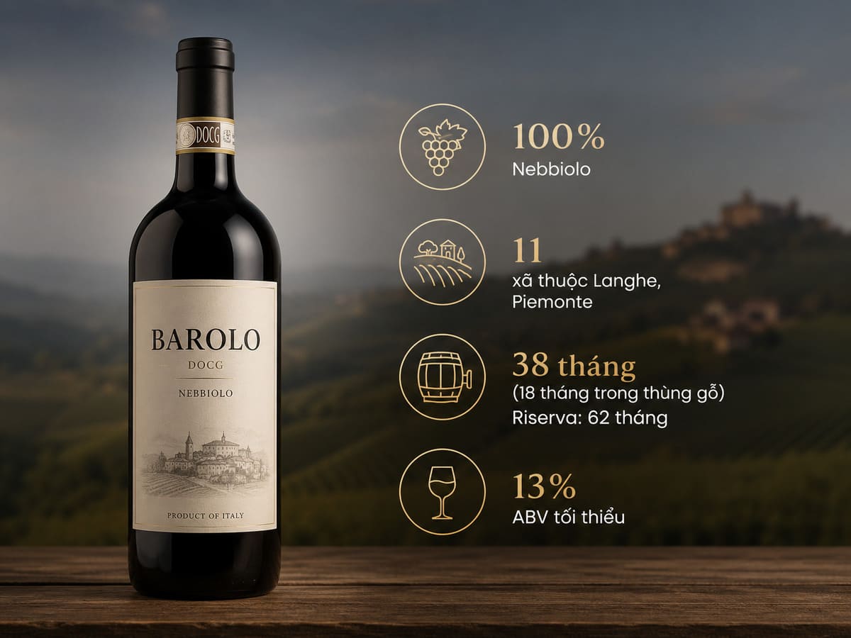 Quy định DOCG chính thức của rượu vang Barolo