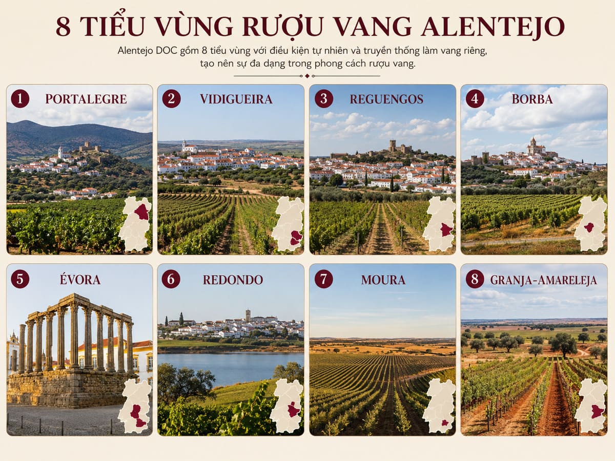 8 tiểu vùng rượu vang tại Alentejo
