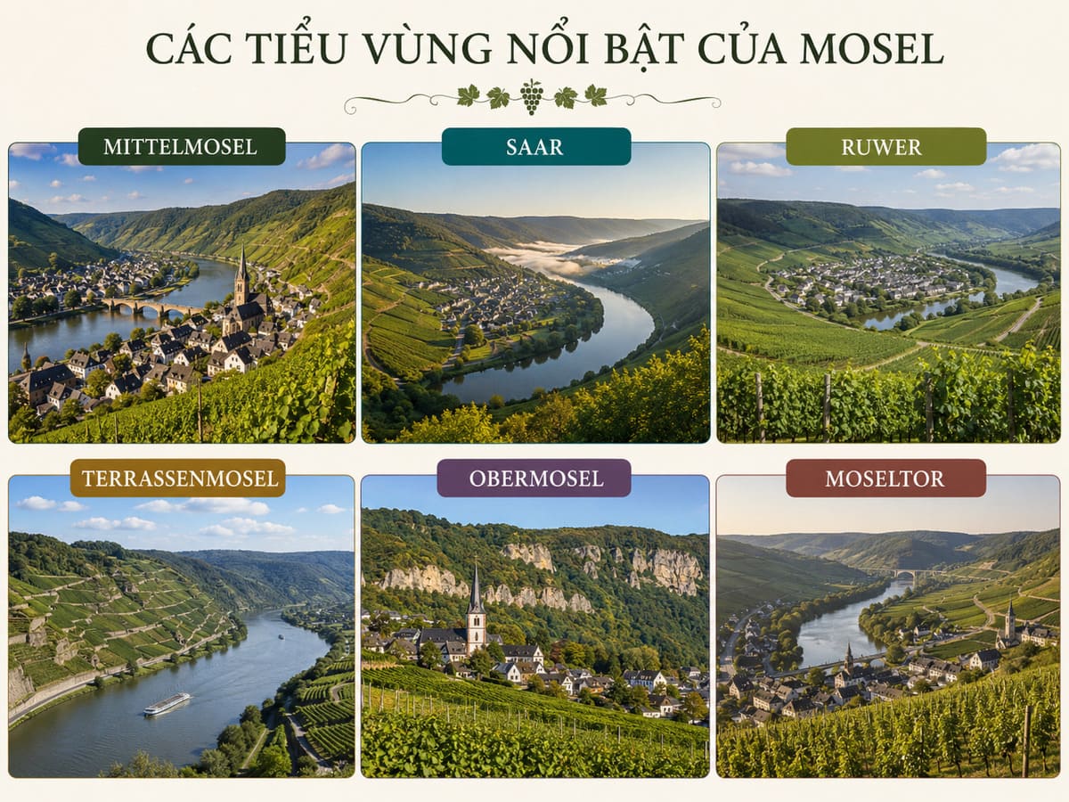 Các tiểu vùng nổi bật của Mosel