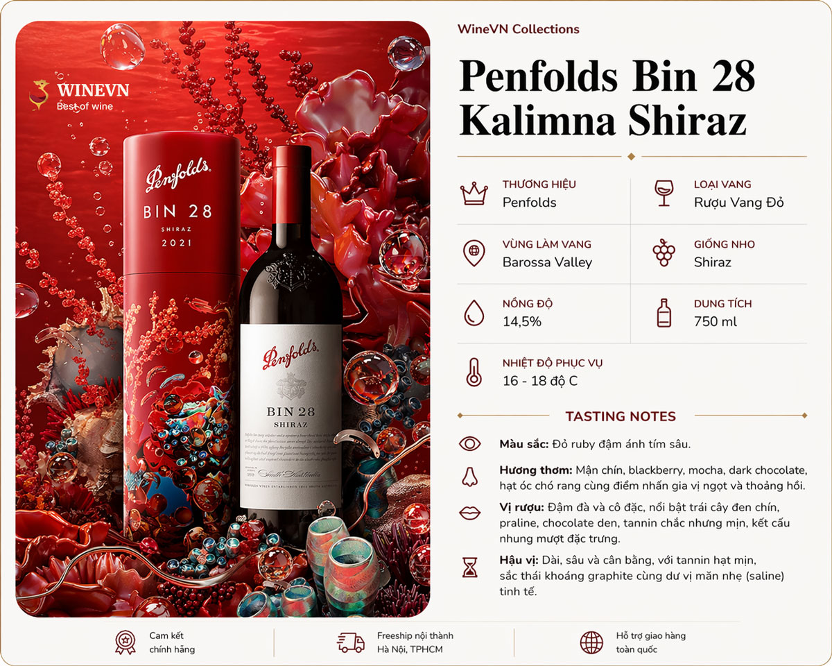 Thông tin rượu Penfolds Bin 28 Kalimna Shiraz
