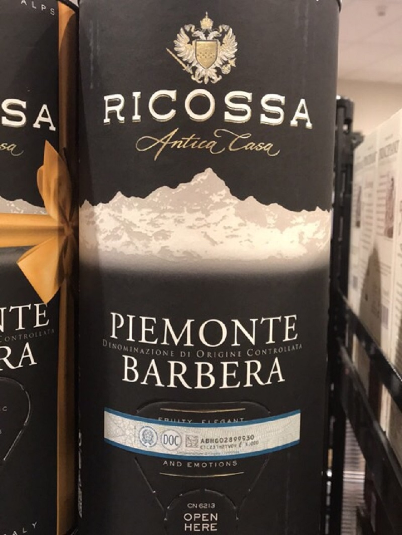 Hương vị vang bịch Ricossa Piemonte Barbera