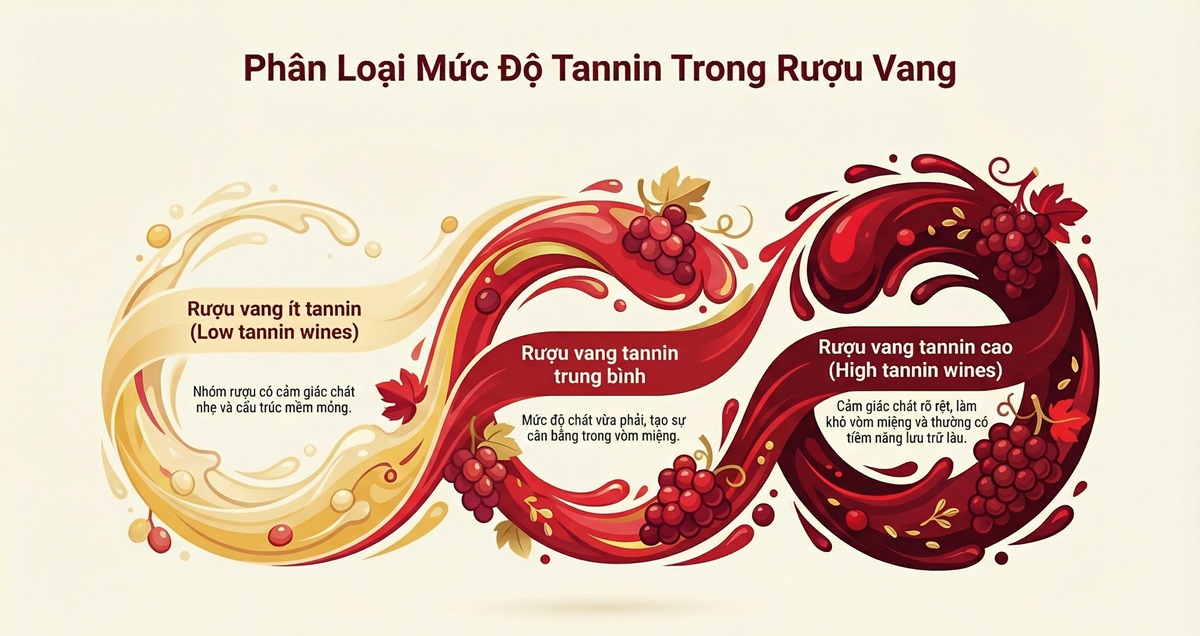 Phân loại mức độ tannin trong rượu vang