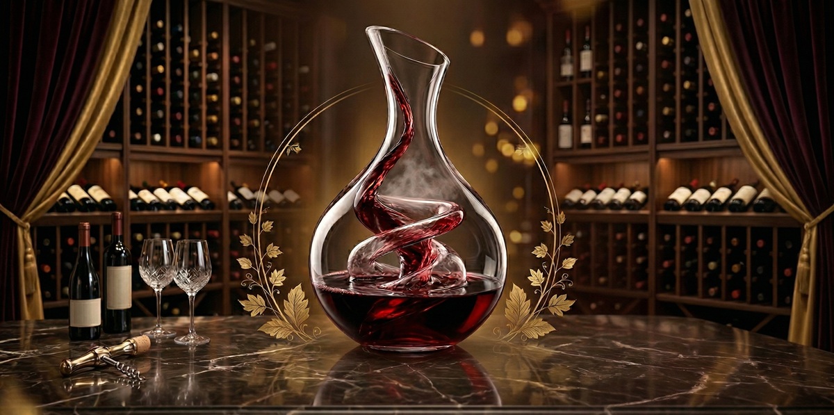 Cho rượu vang thở bằng bình decanter