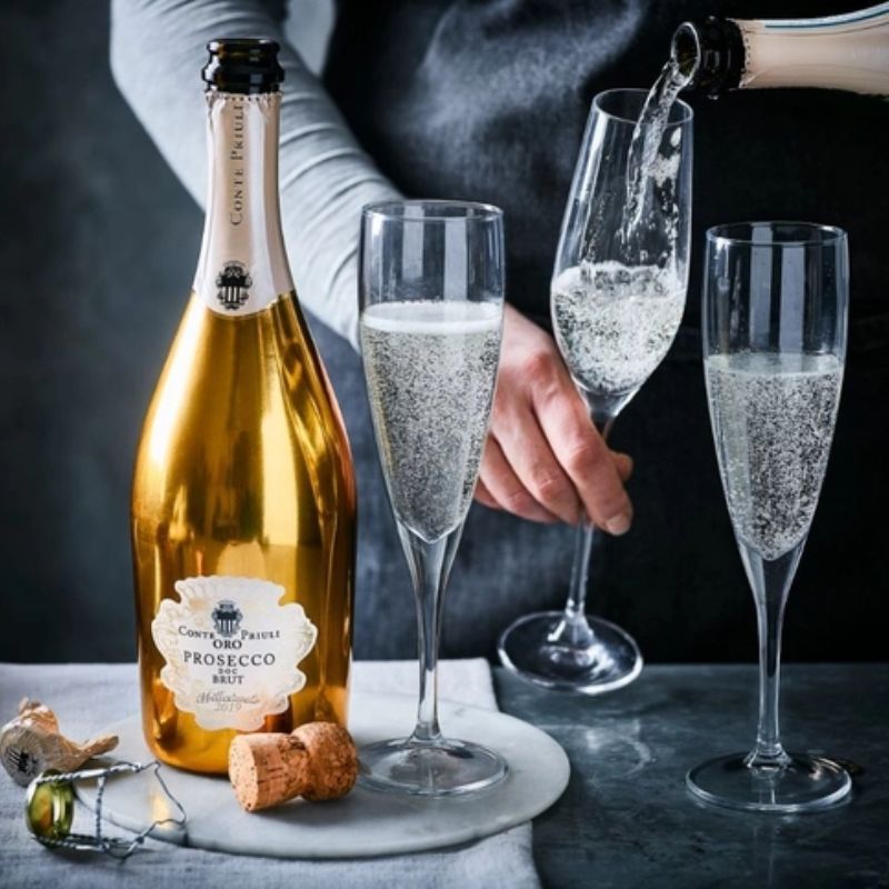 cách thưởng thức rượu Vang Nổ Conte Priuli Oro Prosecco Brut