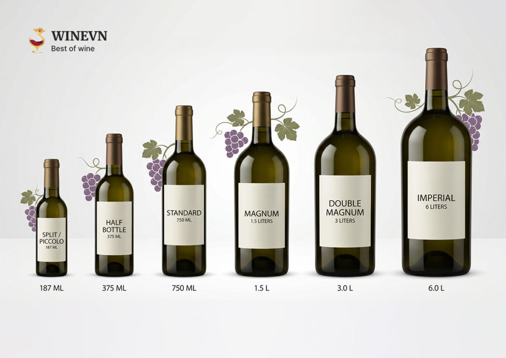 kích thước chai rượu vang
