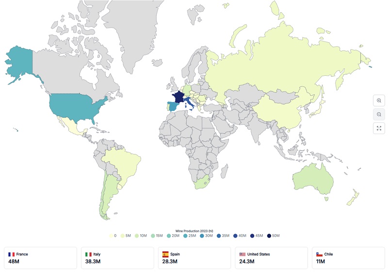 quốc gia sản xuất nhiều rượu vang nhất thế giới