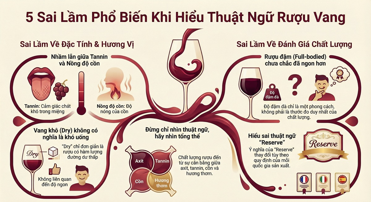 Những hiểu lầm về thuật ngữ rượu vang