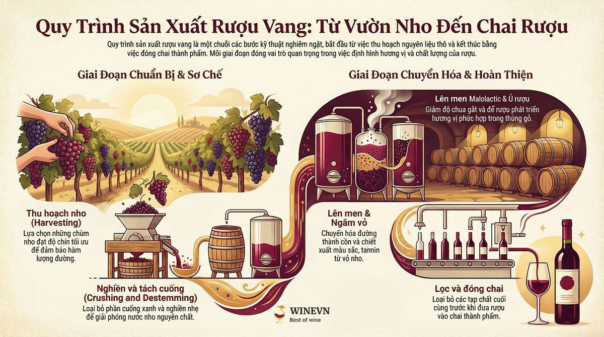 Quy trình sản xuất rượu vang