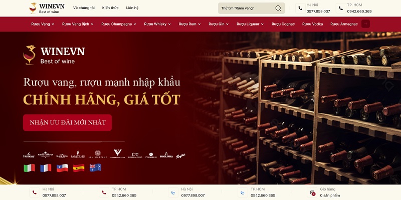 Website cửa hàng rượu winevn