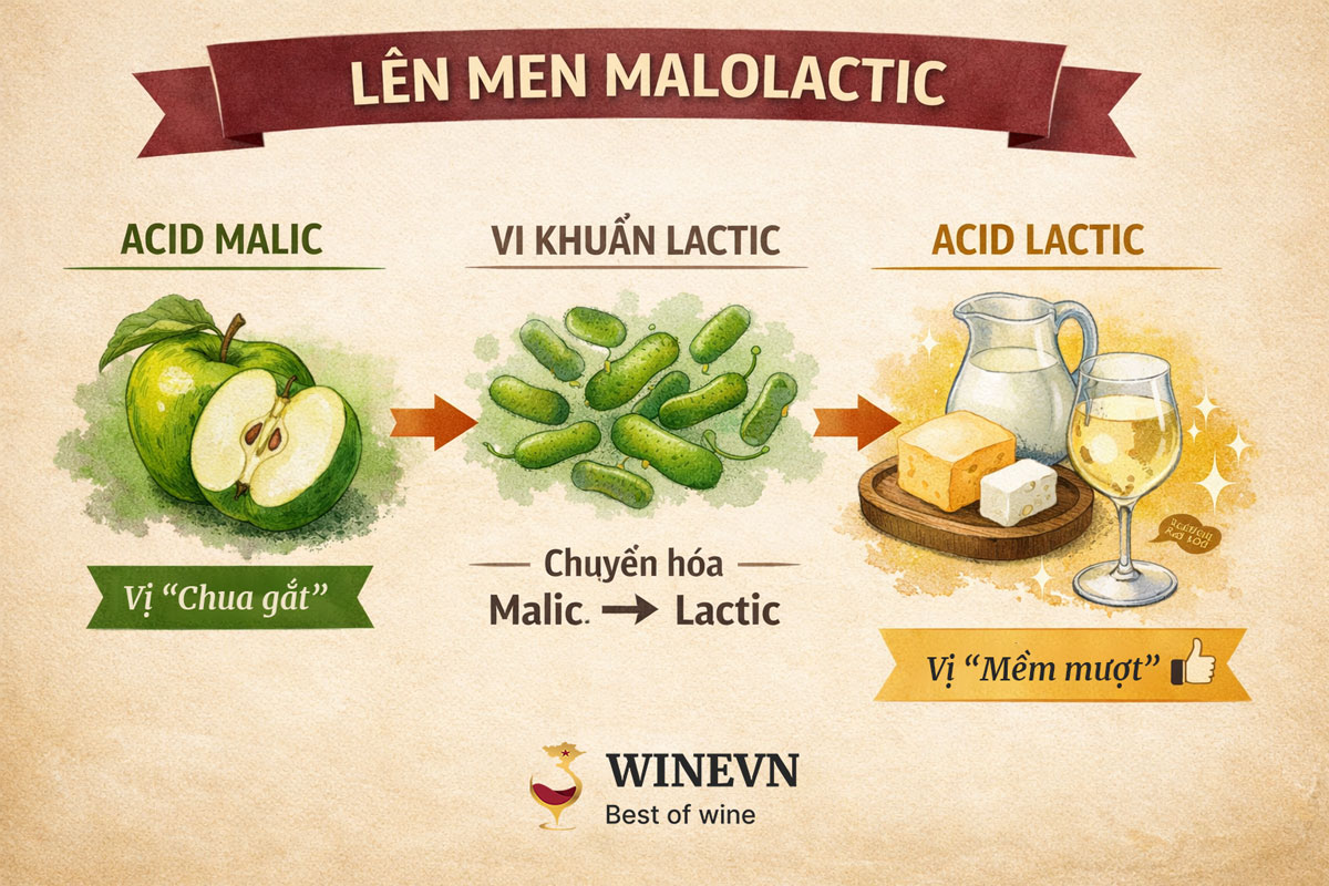 Lên men malolactic trong sản xuất rượu vang