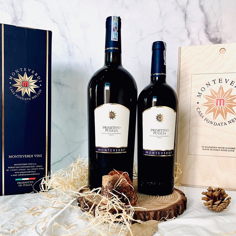 Hộp rượu primitivo puglia monteverdi
