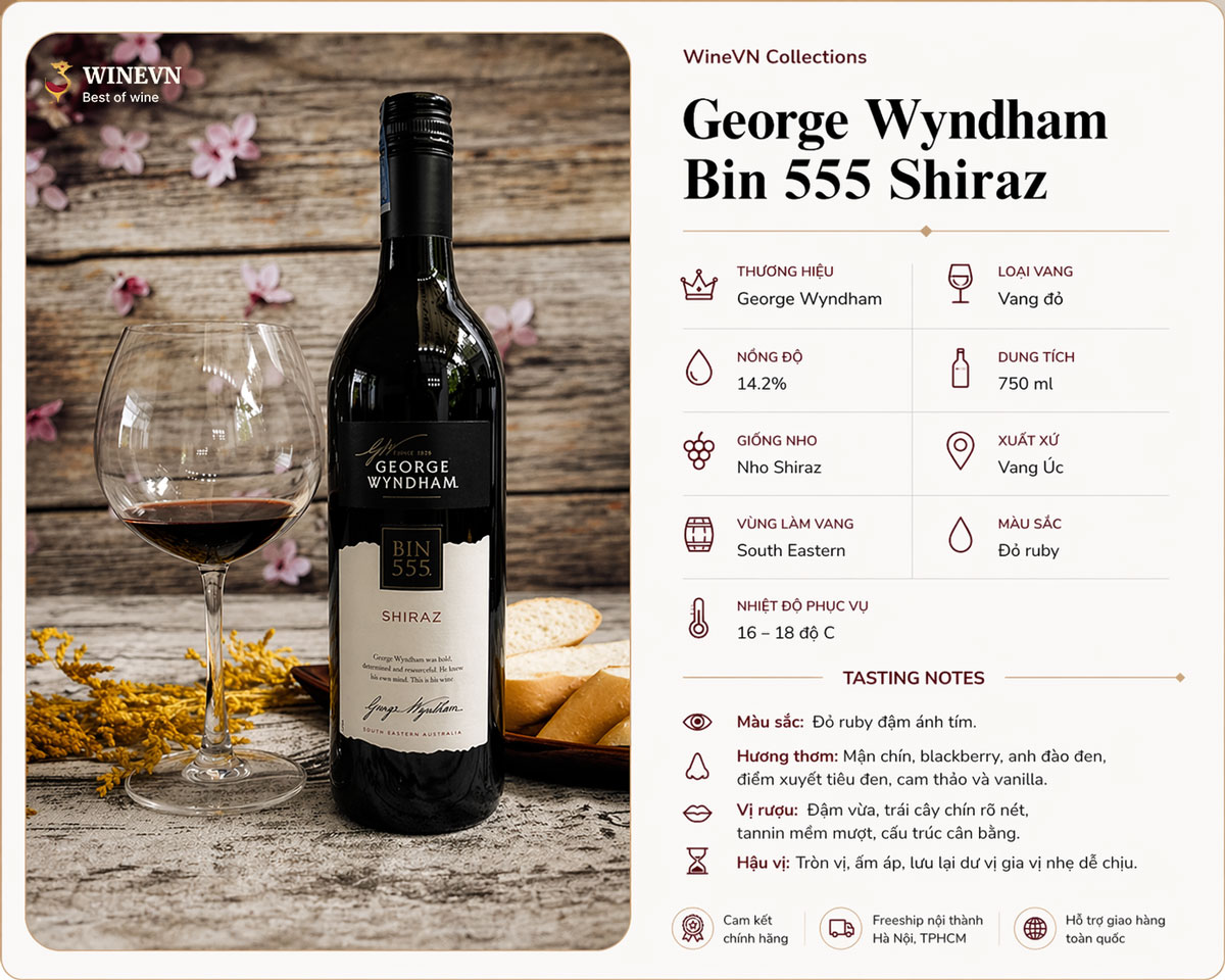 Thông tin rượu Vang George Wyndham Bin 555 Shiraz