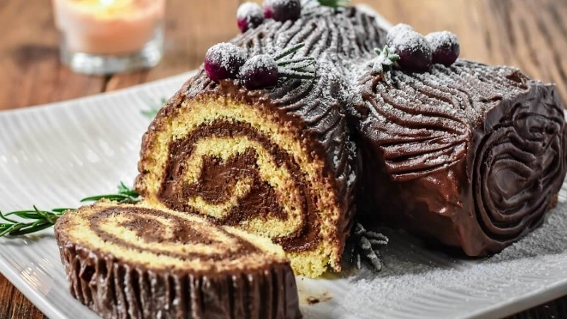 giáng sinh ăn bánh khúc cây