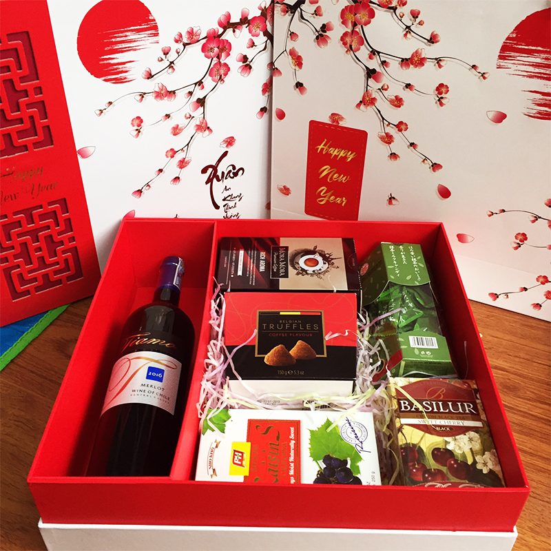 Mẫu hộp quà Tết đã gói