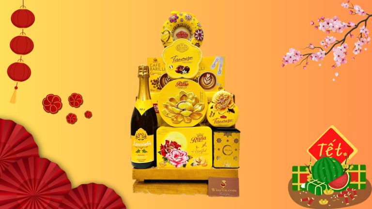 Giỏ quà Tết màu vàng