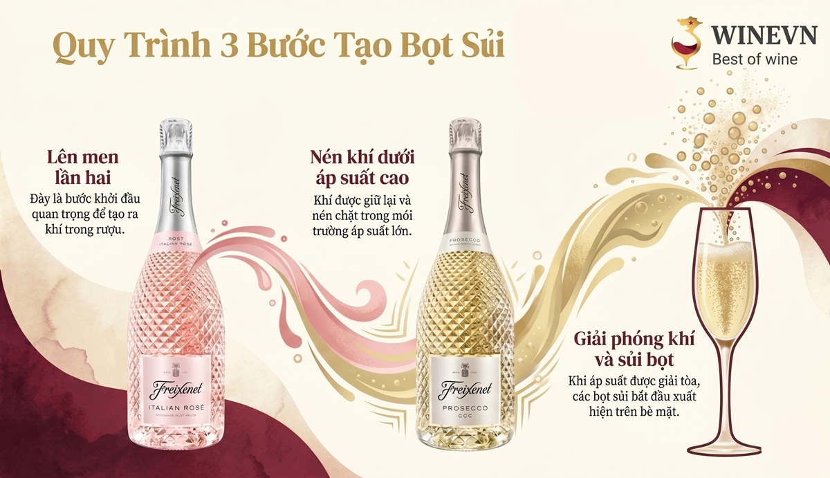 Cơ chế tạo bọt trong rượu vang nổ