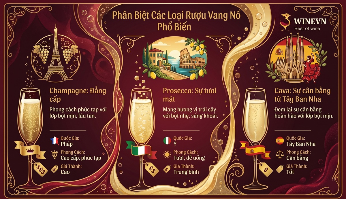 Các loại vang nổ phổ biến hiện nay
