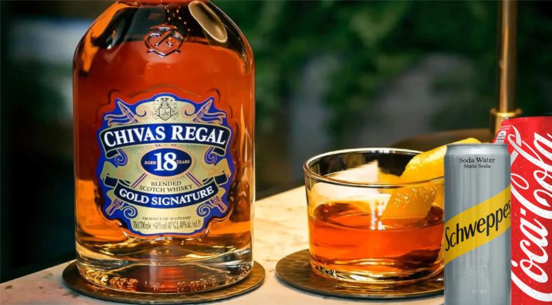 Pha Rượu chivas 18 với coca và Soda