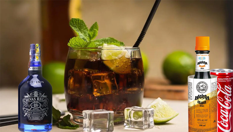 Pha Chivas 18 với syrup Coca