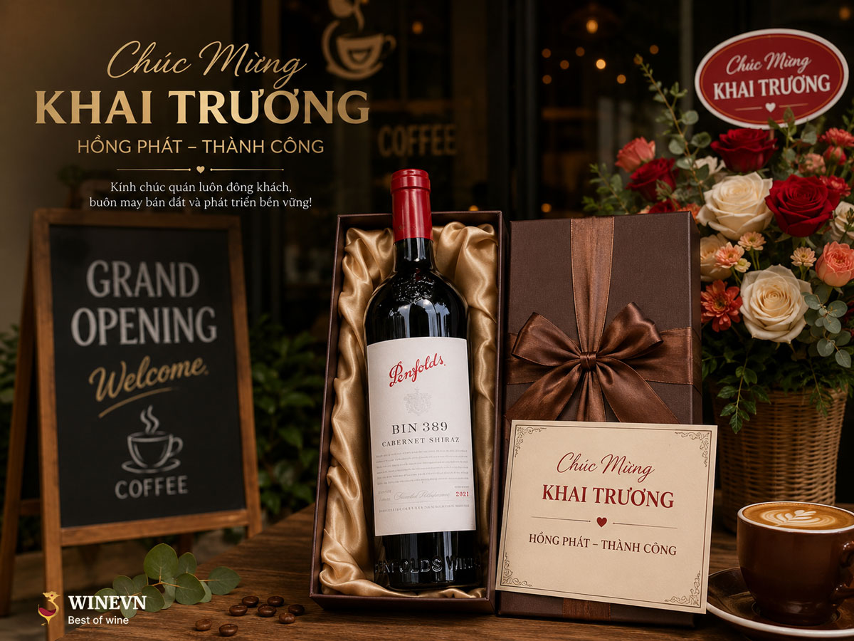Quà tặng rượu vang khai trương quán cafe