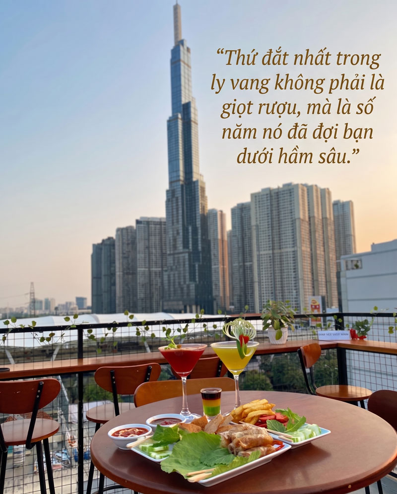 Caption rượu vang