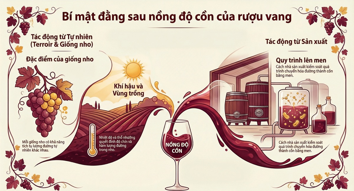 Vì sao rượu vang có độ cồn khác nhau