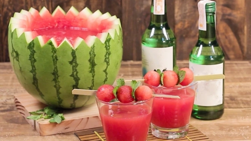 cách pha rượu soju dưa hấu