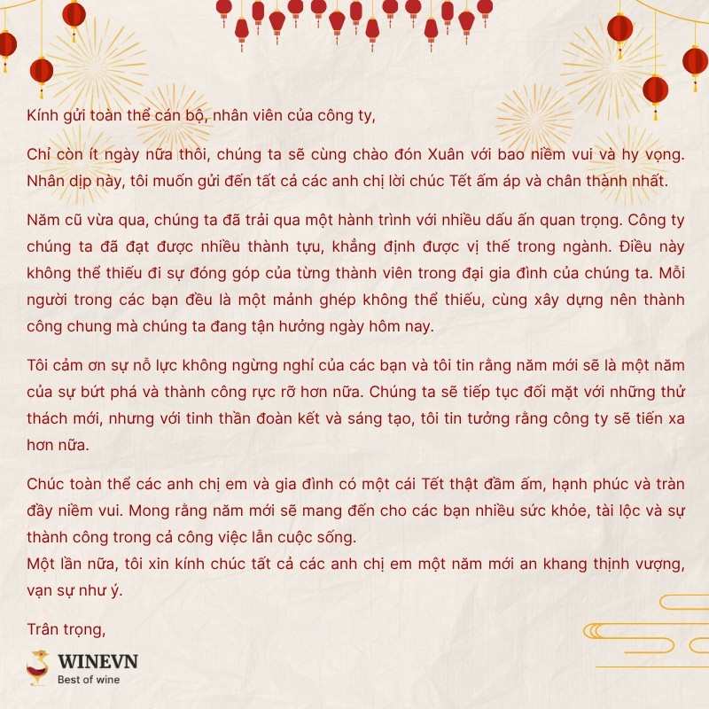 Thư chúc Tết trang trọng