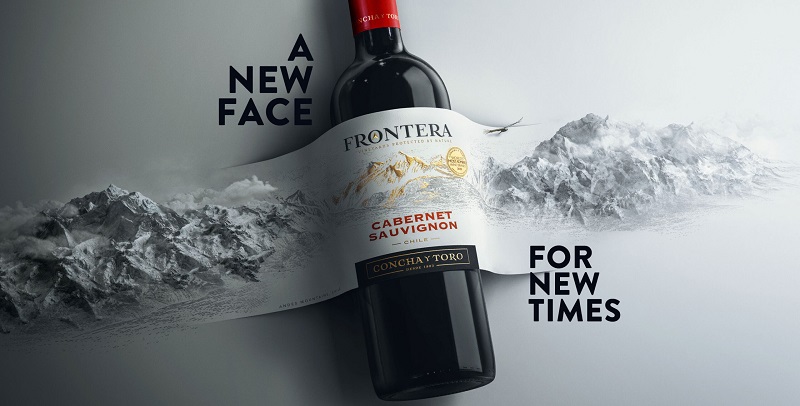 thiết kế chai vang Frontera Chile