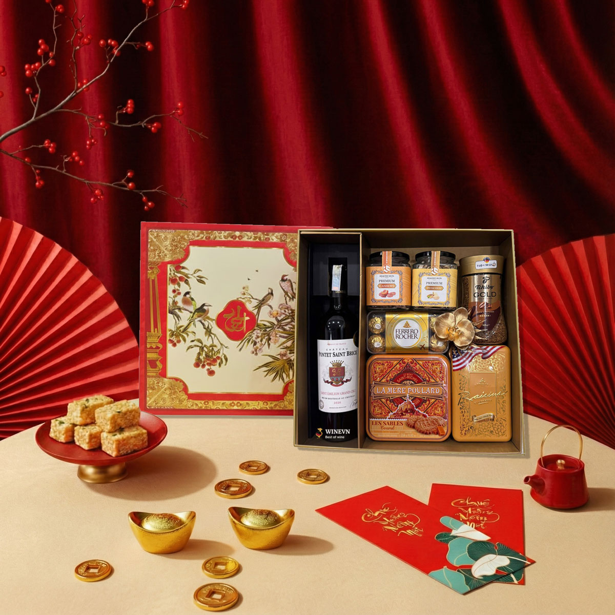 Tặng Hộp quà Tết có rượu