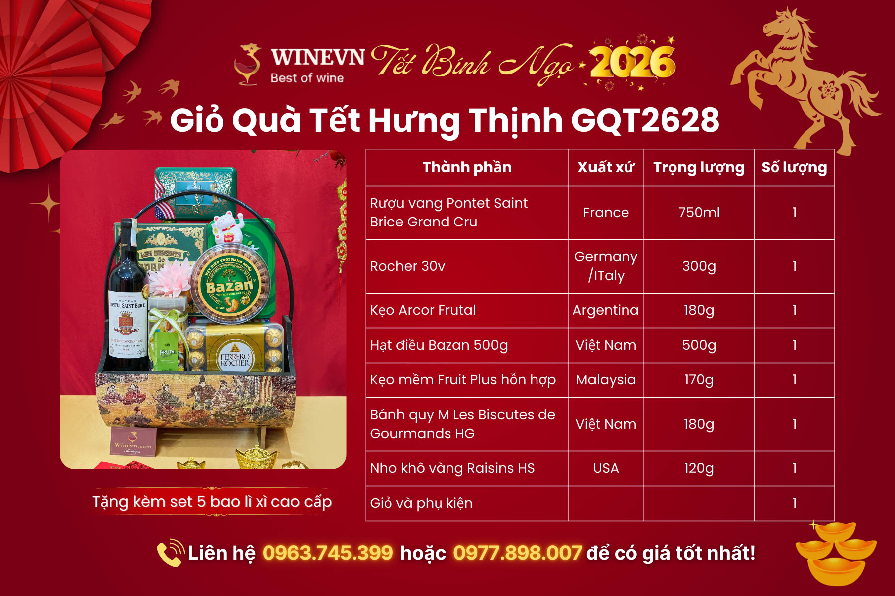 Giỏ Quà Tết Hưng Thịnh GQT2628