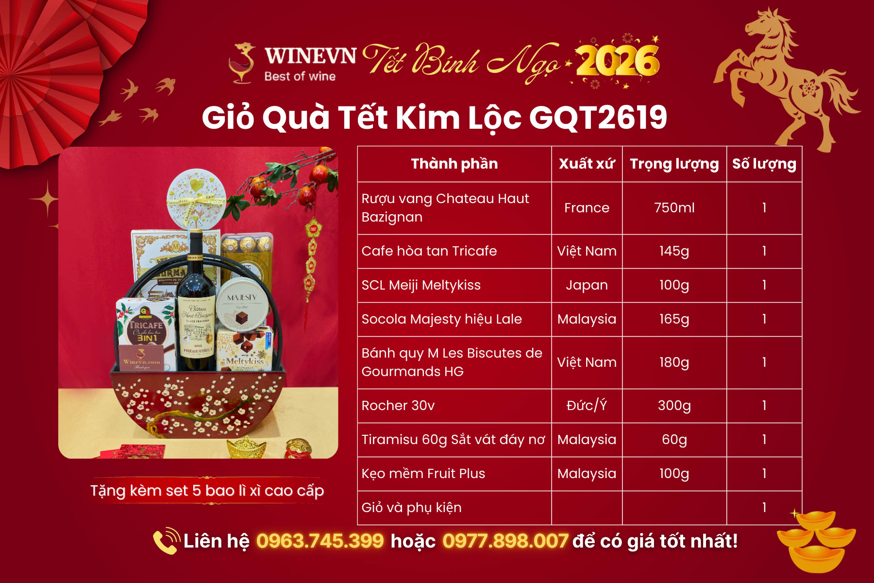 Giỏ Quà Tết Kim Lộc GQT2619
