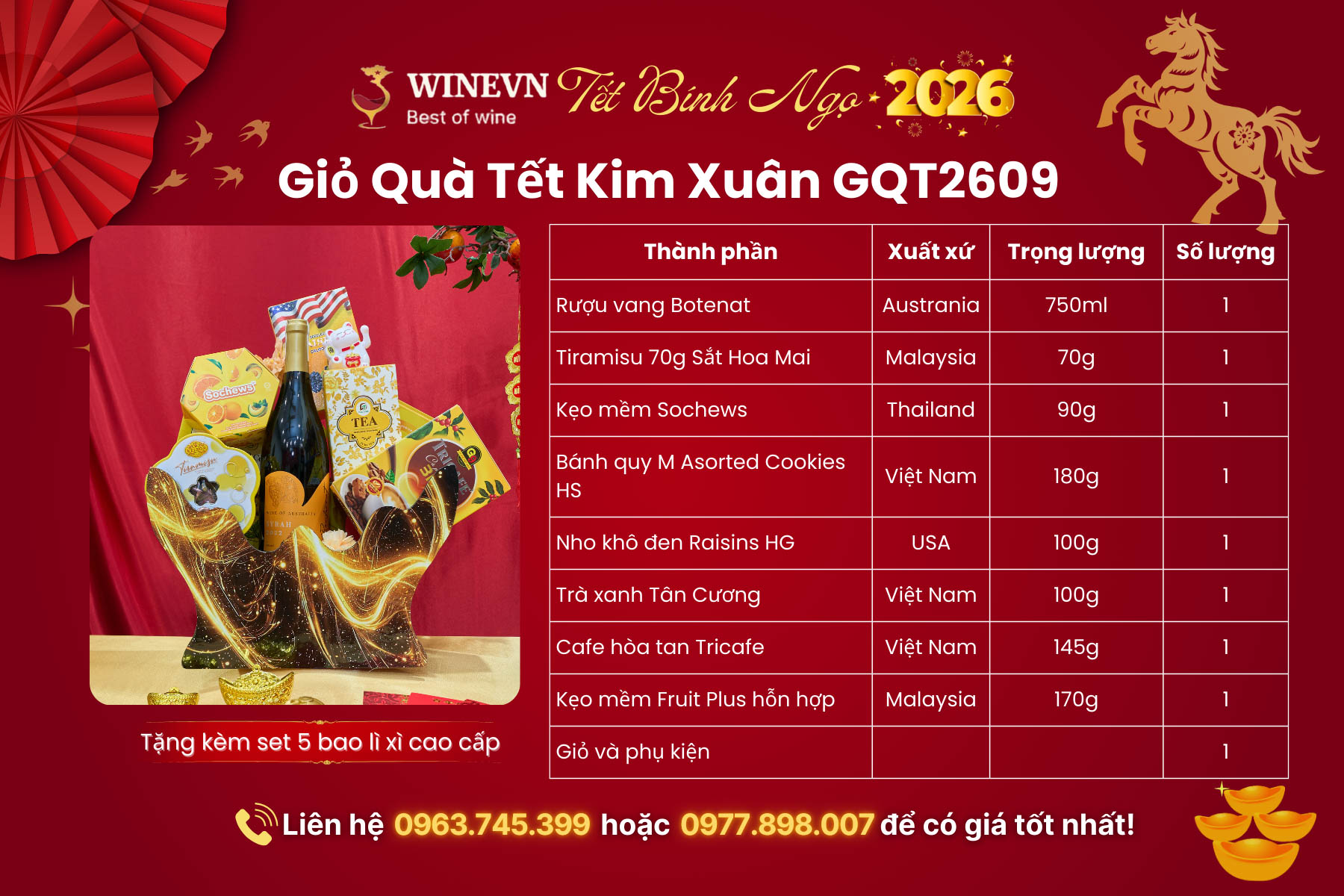 Giỏ Quà Tết Kim Xuân GQT2609