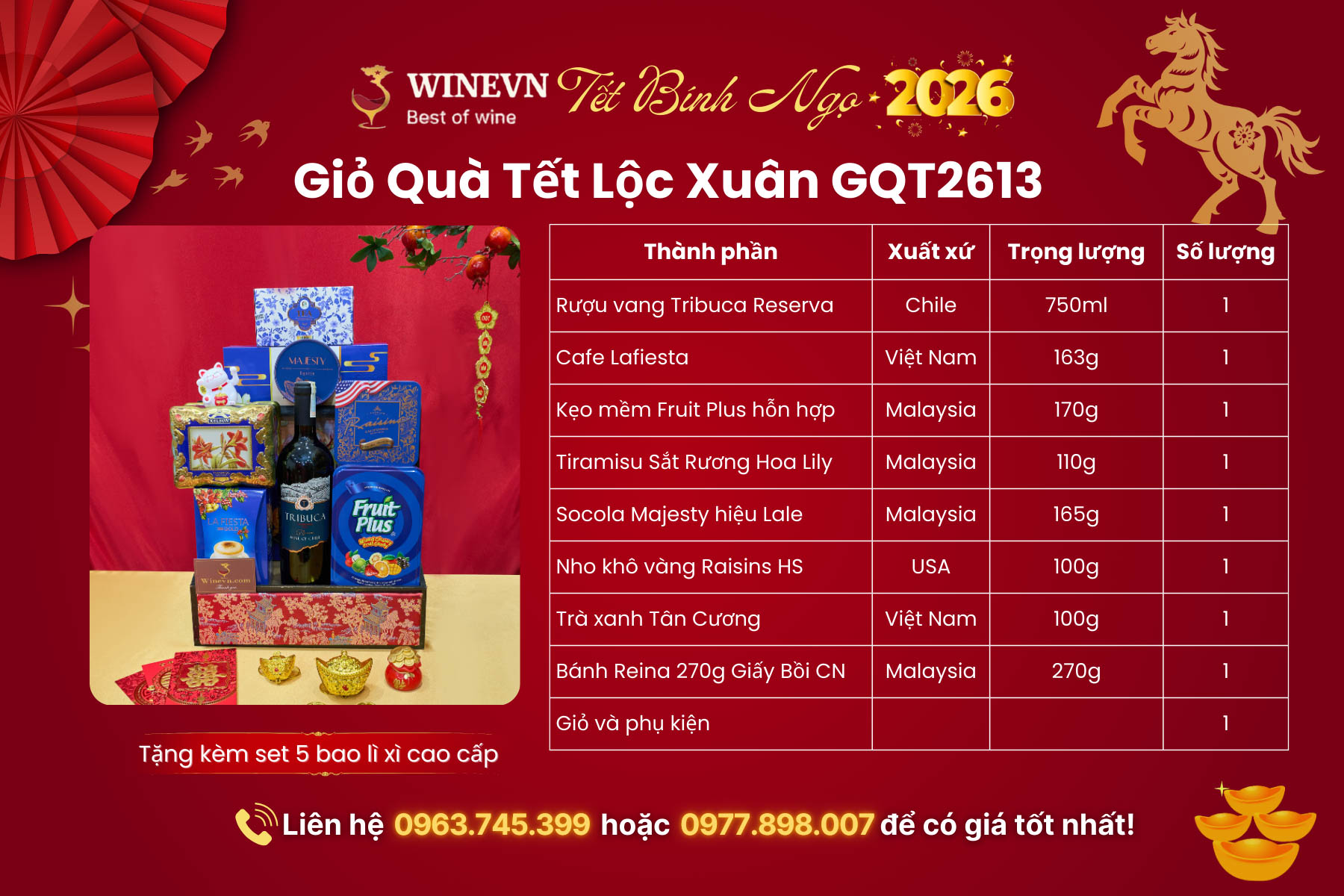 Giỏ Quà Tết Lộc Xuân GQT2613