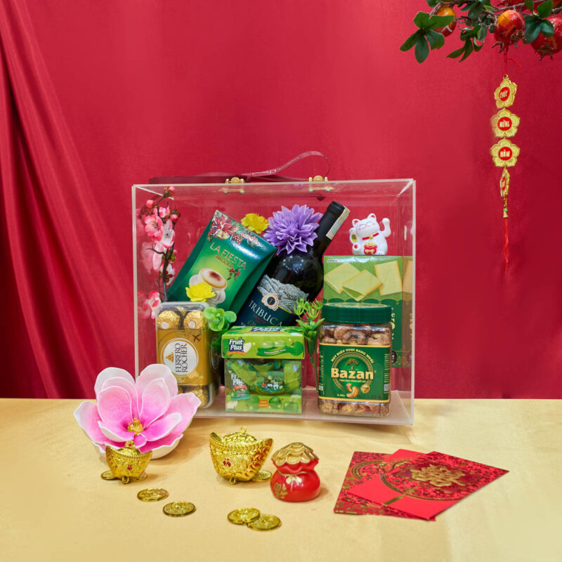 giỏ quà màu xanh lá