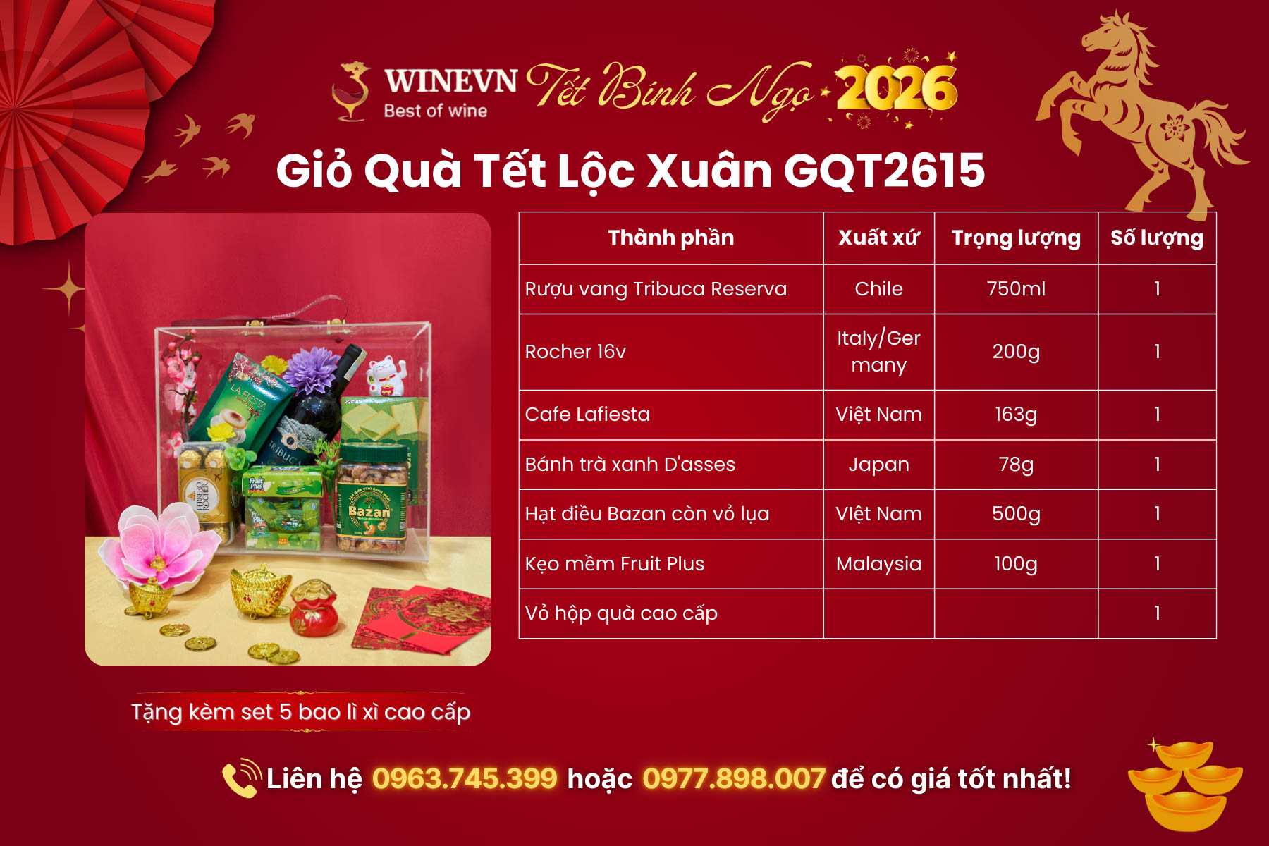 Giỏ Quà Tết Lộc Xuân GQT2615