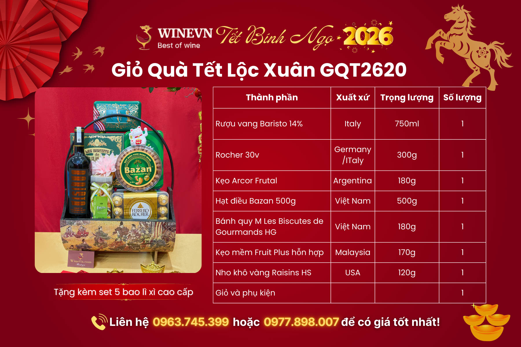 Giỏ Quà Tết Lộc Xuân GQT2620
