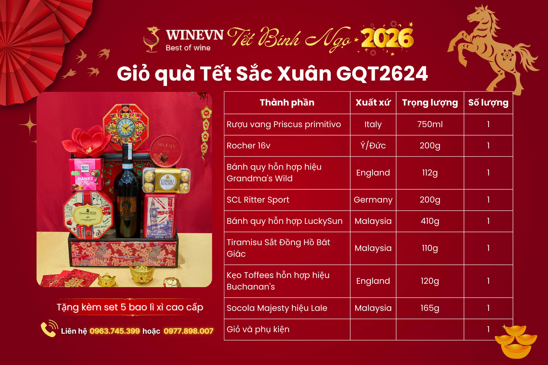 Giỏ quà Tết Sắc Xuân GQT2624