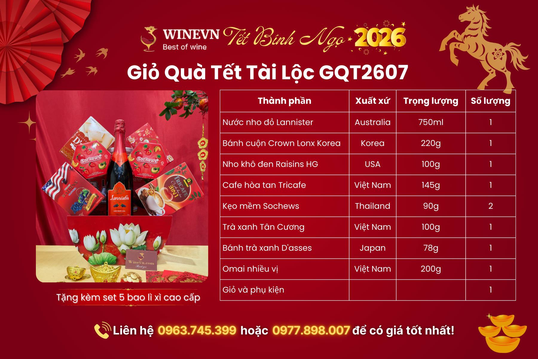 Giỏ Quà Tết Tài Lộc GQT2607