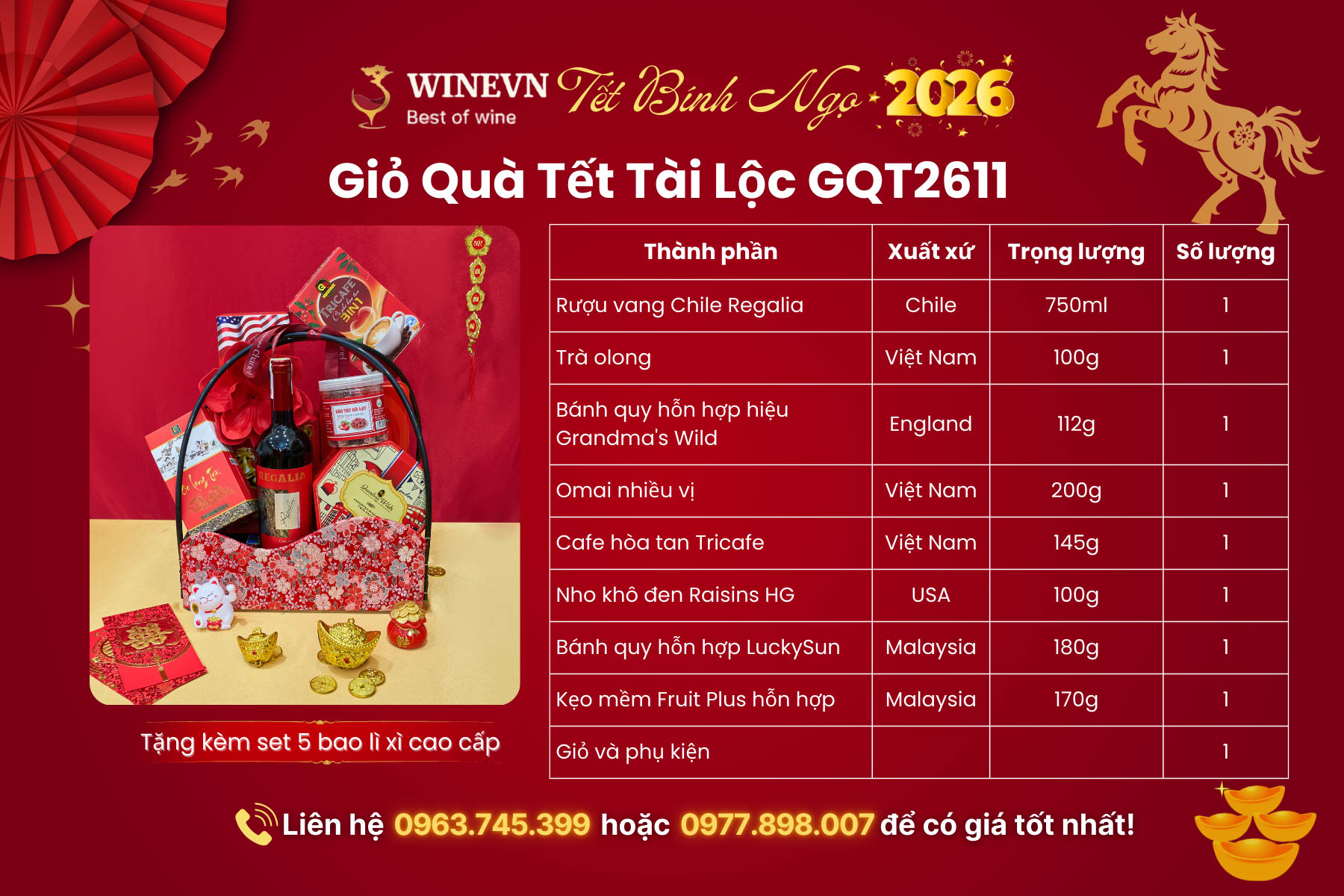 Giỏ Quà Tết Tài Lộc GQT2611