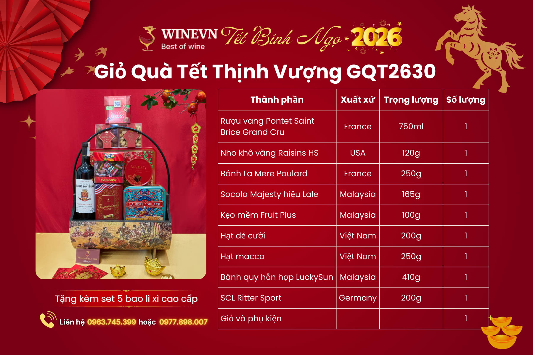 Giỏ Quà Tết Thịnh Vượng GQT2630