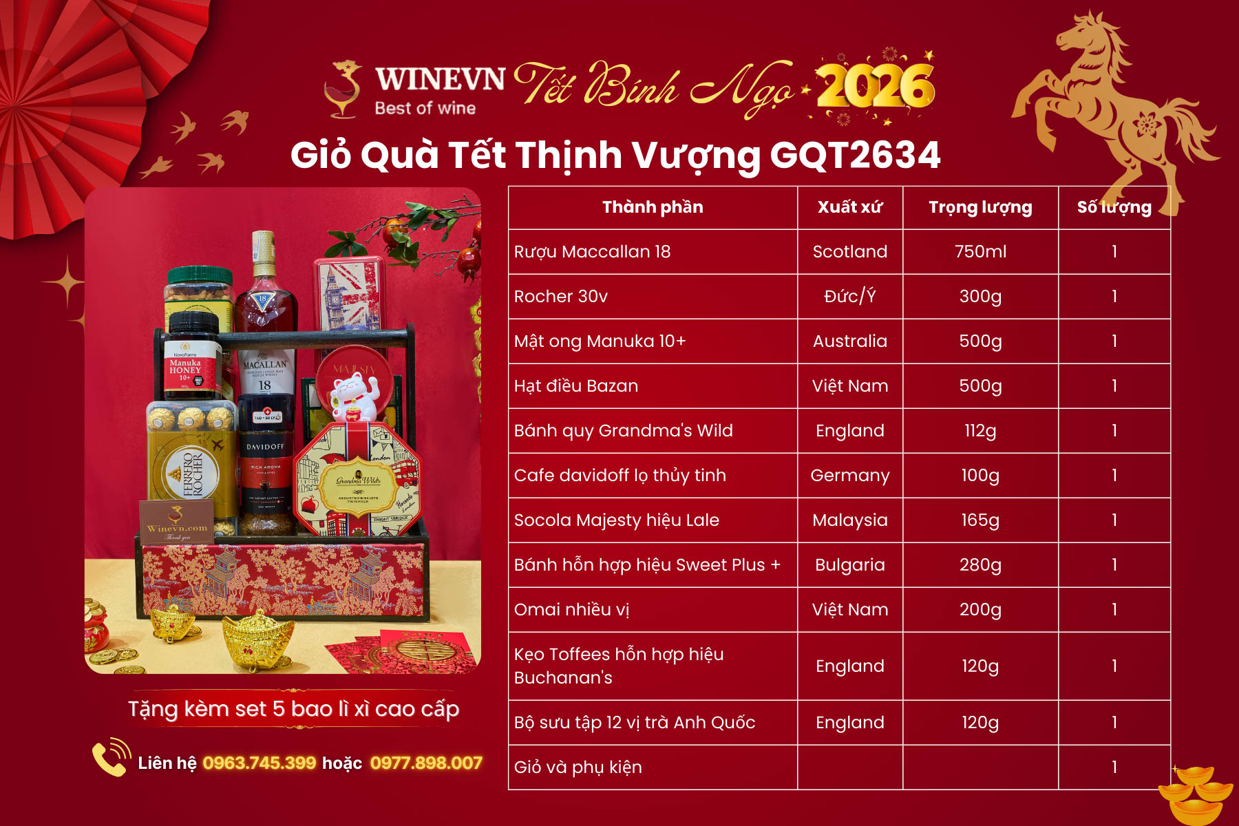 Giỏ Quà Tết Thịnh Vượng GQT2634