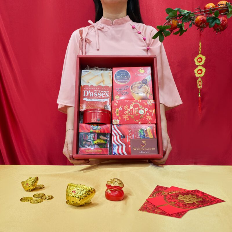 Hộp quà Tết 400k màu đỏ